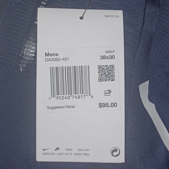 Nike Dri-Fit Vapor Slim Fit Golf Pants  Color-Blue NWT - Picture 8 of 9